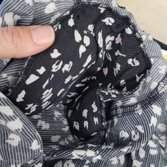 Claudia Barnes Black White Loose Fit Casual Button-Front Blouse Office Medium - Picture 7 of 10